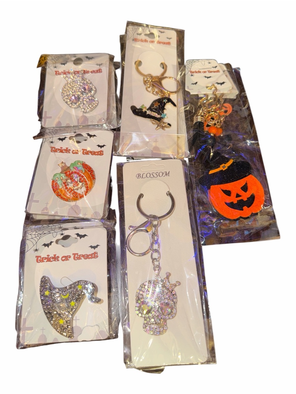 Mystery Halloween Bag Charm Keychain or Rhinestone Brooch Random Pick 🎃